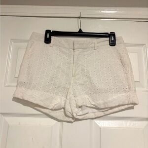 DKNY White Eyelet High Waist Shorts